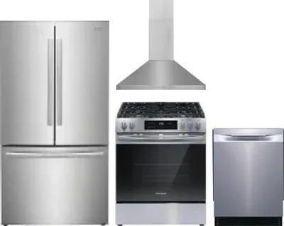 4 Piece Package Includes Refrigerator, Range, Hood And Dishwasher