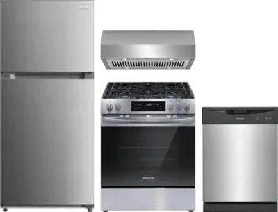 4 Piece Package Includes Refrigerator, Range, Hood And Dishwasher