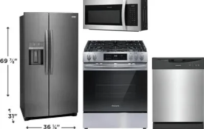 4 Piece Package Includes Refrigerator, Range, Microwave And Dishwasher