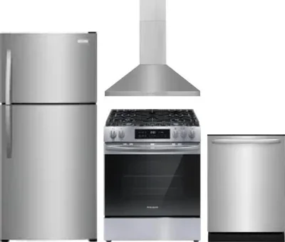 4 Piece Package Includes Refrigerator, Range, Hood And Dishwasher