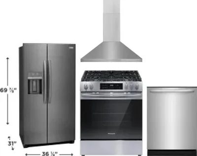 4 Piece Package Includes Refrigerator, Range, Hood And Dishwasher