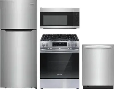 4 Piece Package Includes Refrigerator, Range, Microwave And Dishwasher