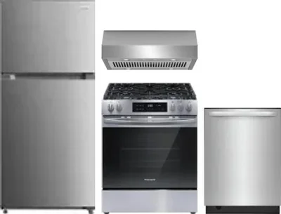 4 Piece Package Includes Refrigerator, Range, Hood And Dishwasher
