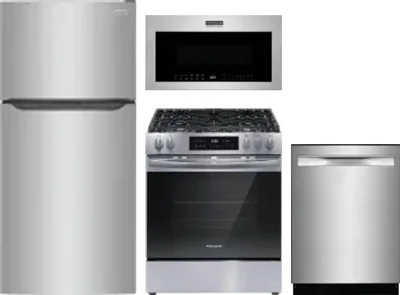 4 Piece Package Includes Refrigerator, Range, Microwave And Dishwasher