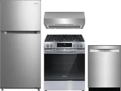 4 Piece Package Includes Refrigerator, Range, Hood And Dishwasher