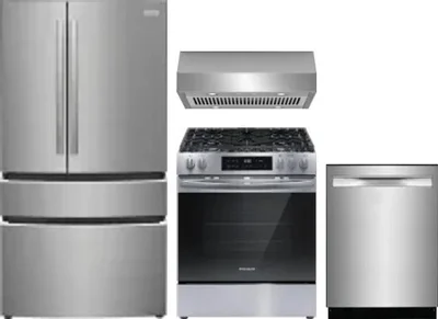 4 Piece Package Includes Refrigerator, Range, Hood And Dishwasher