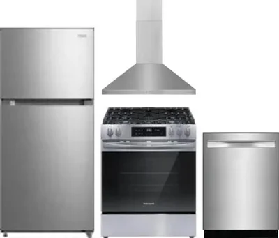 4 Piece Package Includes Refrigerator, Range, Hood And Dishwasher