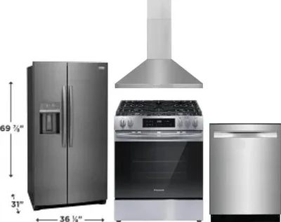 4 Piece Package Includes Refrigerator, Range, Hood And Dishwasher