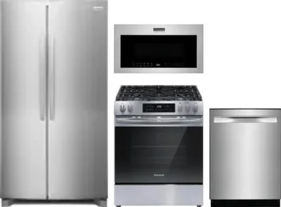 4 Piece Package Includes Refrigerator, Range, Microwave And Dishwasher