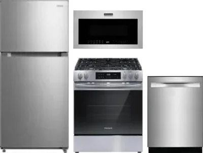 4 Piece Package Includes Refrigerator, Range, Microwave And Dishwasher
