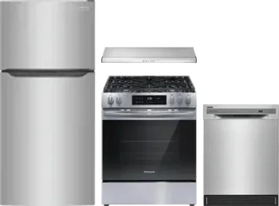 4 Piece Package Includes Refrigerator, Range, Hood And Dishwasher