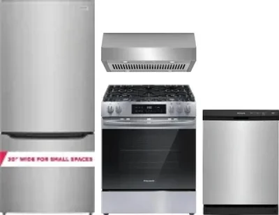 4 Piece Package Includes Refrigerator, Range, Hood And Dishwasher