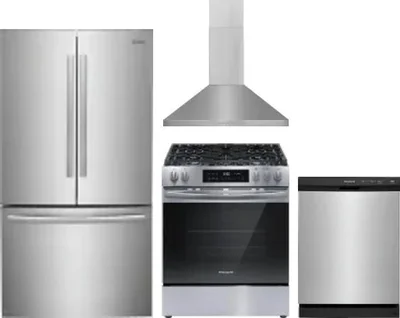 4 Piece Package Includes Refrigerator, Range, Hood And Dishwasher