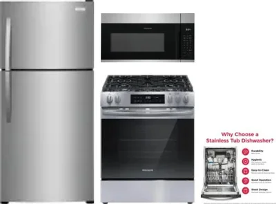 4 Piece Package Includes Refrigerator, Range, Microwave And Dishwasher