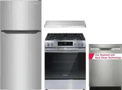 4 Piece Package Includes Refrigerator, Range, Hood And Dishwasher