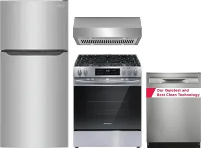 4 Piece Package Includes Refrigerator, Range, Hood And Dishwasher