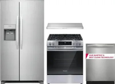 4 Piece Package Includes Refrigerator, Range, Hood And Dishwasher