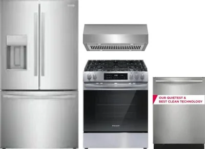 4 Piece Package Includes Refrigerator, Range, Hood And Dishwasher