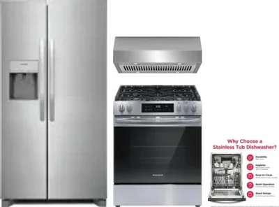 4 Piece Package Includes Refrigerator, Range, Hood And Dishwasher