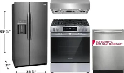 4 Piece Package Includes Refrigerator, Range, Hood And Dishwasher