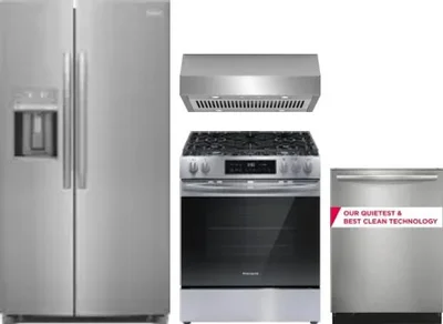 4 Piece Package Includes Refrigerator, Range, Hood And Dishwasher
