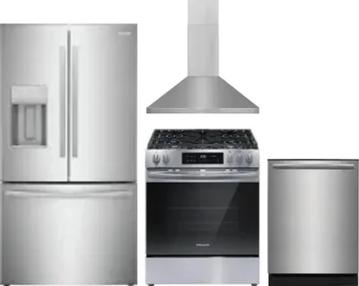 4 Piece Package Includes Refrigerator, Range, Hood And Dishwasher