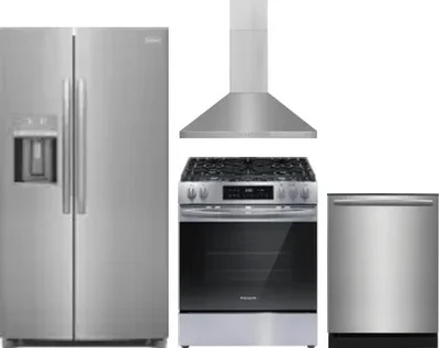 4 Piece Package Includes Refrigerator, Range, Hood And Dishwasher