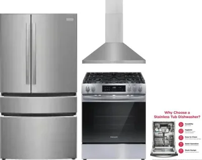 4 Piece Package Includes Refrigerator, Range, Hood And Dishwasher
