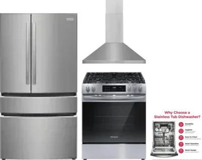 4 Piece Package Includes Refrigerator, Range, Hood And Dishwasher