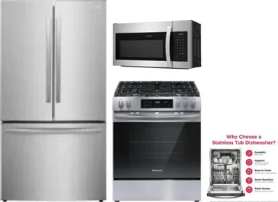 4 Piece Package Includes Refrigerator, Range, Microwave And Dishwasher