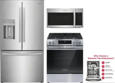 4 Piece Package Includes Refrigerator, Range, Microwave And Dishwasher