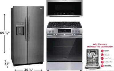 4 Piece Package Includes Refrigerator, Range, Microwave And Dishwasher