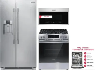 4 Piece Package Includes Refrigerator, Range, Microwave And Dishwasher