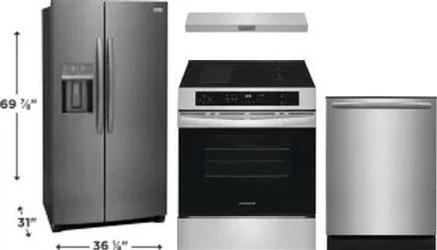 4 Piece Package Includes Refrigerator, Range, Hood And Dishwasher