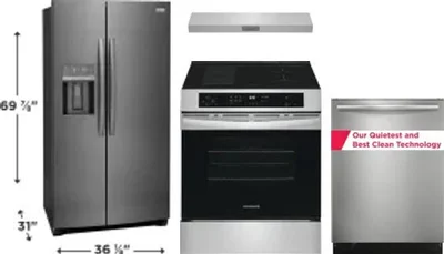 4 Piece Package Includes Refrigerator, Range, Hood And Dishwasher