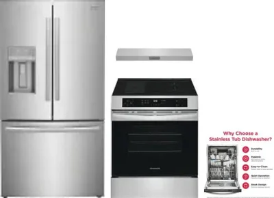 4 Piece Package Includes Refrigerator, Range, Hood And Dishwasher