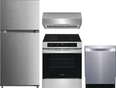 4 Piece Package Includes Refrigerator, Range, Hood And Dishwasher