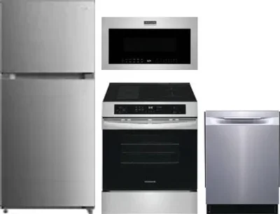 4 Piece Package Includes Refrigerator, Range, Microwave And Dishwasher