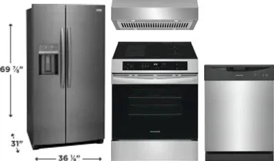 4 Piece Package Includes Refrigerator, Range, Hood And Dishwasher