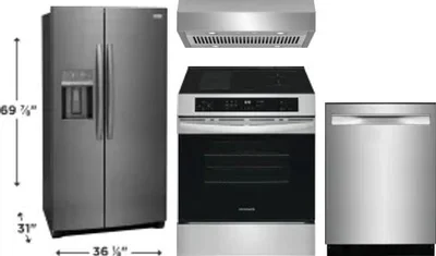 4 Piece Package Includes Refrigerator, Range, Hood And Dishwasher