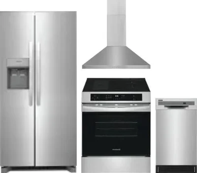 4 Piece Package Includes Refrigerator, Range, Hood And Dishwasher