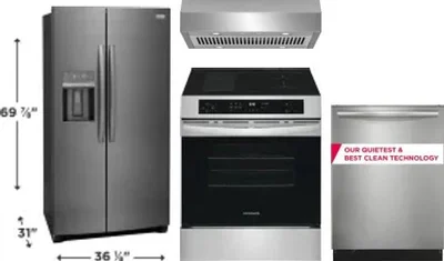 4 Piece Package Includes Refrigerator, Range, Hood And Dishwasher
