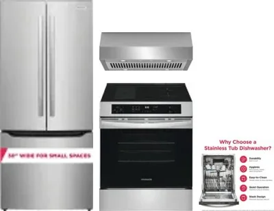4 Piece Package Includes Refrigerator, Range, Hood And Dishwasher