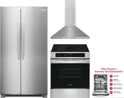 4 Piece Package Includes Refrigerator, Range, Hood And Dishwasher