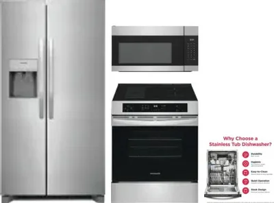 4 Piece Package Includes Refrigerator, Range, Microwave And Dishwasher