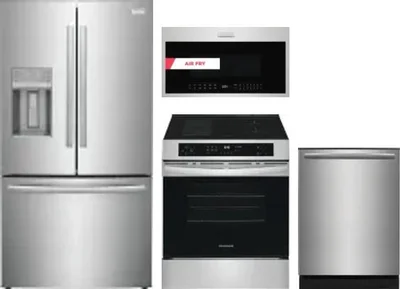 4 Piece Package Includes Refrigerator, Range, Microwave And Dishwasher