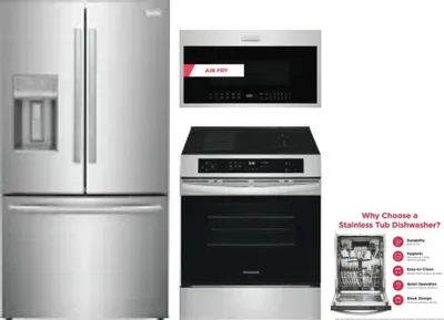 4 Piece Package Includes Refrigerator, Range, Microwave And Dishwasher