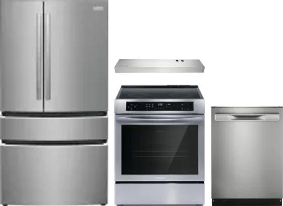 4 Piece Package Includes Refrigerator, Range, Hood And Dishwasher