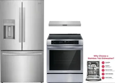 4 Piece Package Includes Refrigerator, Range, Hood And Dishwasher