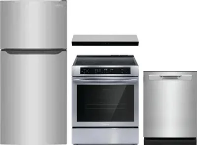 4 Piece Package Includes Refrigerator, Range, Hood And Dishwasher